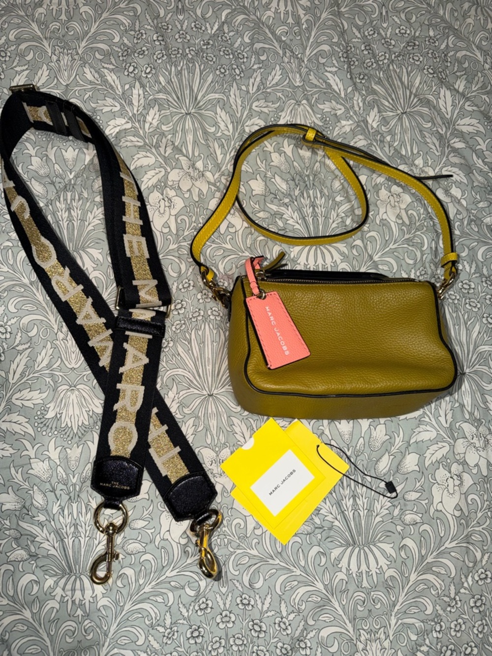 Marc Jacobs Olive Green Pebbled Leather Crossbody with Pink Tag